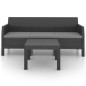 vidaXL Set de muebles de jardín 2 pzas cojines PP ratán gris antracita vidaXL Set de muebles de jardín 2 pzas cojines PP ratán gris antracita