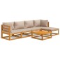 vidaXL Set muebles de jardín 6 pzas madera maciza y cojines gris taupé