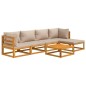 vidaXL Set muebles de jardín 6 pzas madera maciza y cojines gris taupé