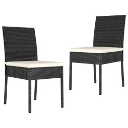 vidaXL Sillas de comedor de jardín 2 unidades ratán sintético negro