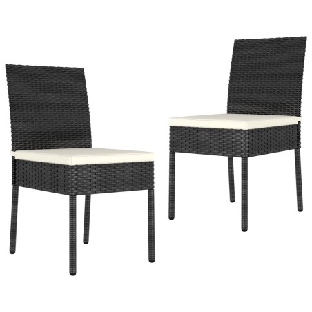 vidaXL Sillas de comedor de jardín 2 unidades ratán sintético negro