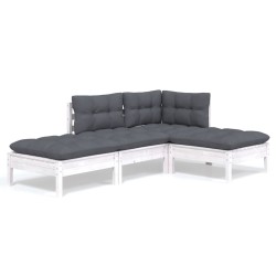 vidaXL Muebles de jardín 4 pzas con cojines madera maciza de pino