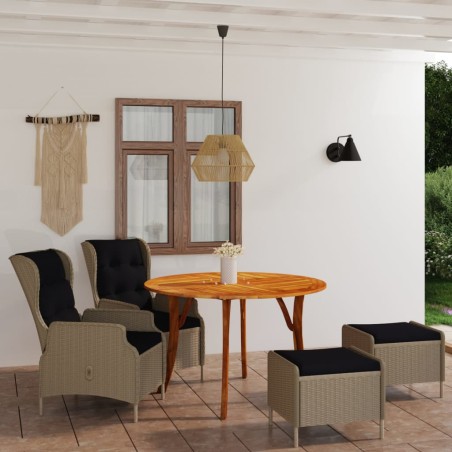 vidaXL Juego de comedor para jardín de 5 piezas marrón