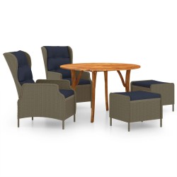 vidaXL Juego de comedor para jardín de 5 piezas marrón