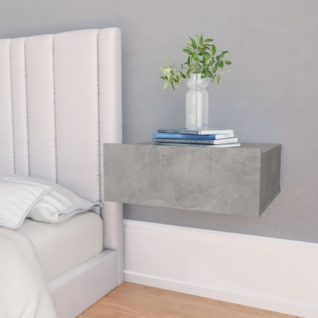 vidaXL Mesitas de noche flotantes 2 ud madera ingeniería gris hormigón