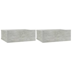 vidaXL Mesitas de noche flotantes 2 ud madera ingeniería gris hormigón