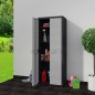 vidaXL Armario de jardín con 3 estantes negro y gris vidaXL Armario de jardín con 3 estantes negro y gris