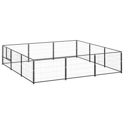 vidaXL Perrera acero 9 m² negra