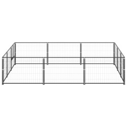 vidaXL Perrera acero 9 m² negra