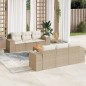 vidaXL Set sofás de jardín 7 piezas y cojines ratán sintético beige vidaXL Set sofás de jardín 7 piezas y cojines ratán sintético beige