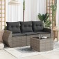 vidaXL Set de sofás de jardín 4 pzas y cojines ratán sintético gris vidaXL Set de sofás de jardín 4 pzas y cojines ratán sintético gris