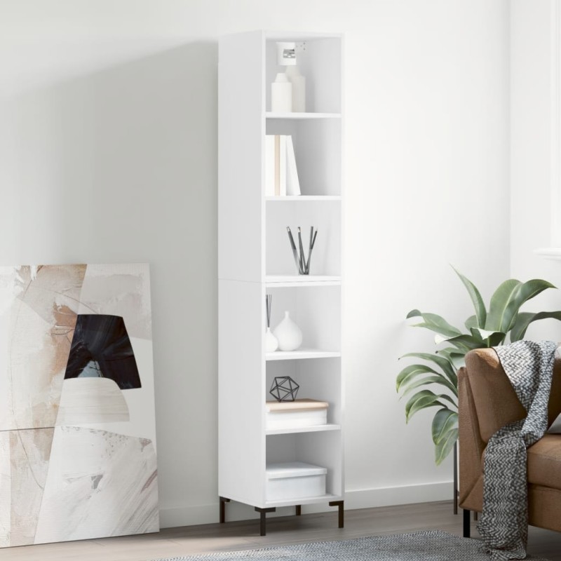 vidaXL Aparador alto madera contrachapada blanco 34,5x32,5x180 cm vidaXL Aparador alto madera contrachapada blanco 34,5x32,5x180 cm