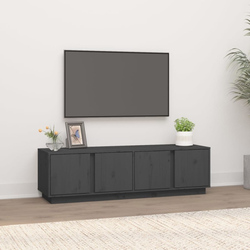 vidaXL Mueble de TV madera maciza de pino gris 140x40x40 cm