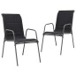 vidaXL Juego de comedor de jardín de acero negro 3 piezas