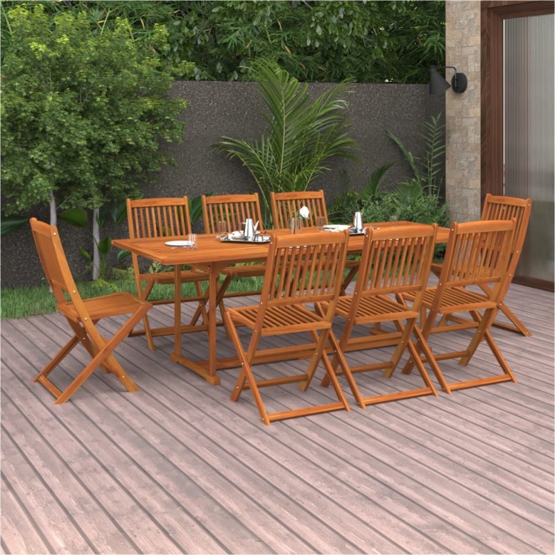vidaXL Set de comedor para jardín 9 piezas madera maciza de acacia vidaXL Set de comedor para jardín 9 piezas madera maciza de acacia