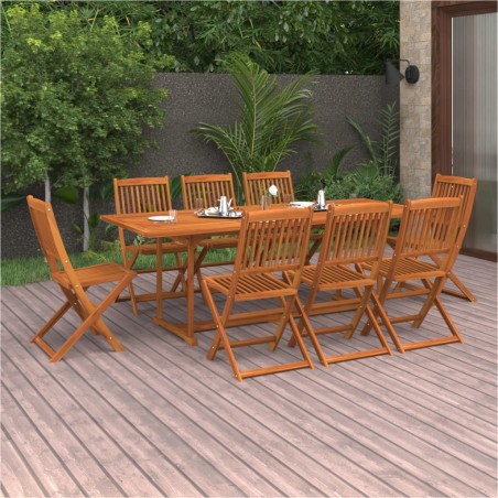 vidaXL Set de comedor para jardín 9 piezas madera maciza de acacia