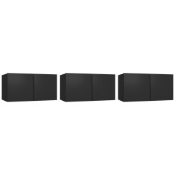vidaXL Muebles de salón colgantes 3 unidades negro 60x30x30 cm