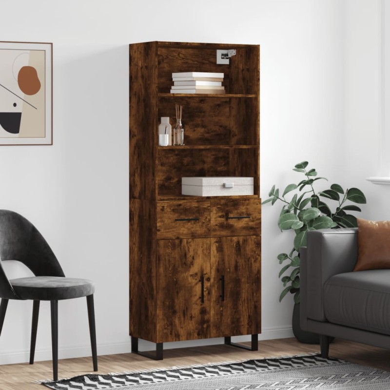 vidaXL Aparador alto madera contrachapada roble ahumado 69,5x34x180 cm vidaXL Aparador alto madera contrachapada roble ahumado 69,5x34x180 cm