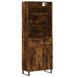 vidaXL Aparador alto madera contrachapada roble ahumado 69,5x34x180 cm