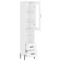 vidaXL Aparador alto madera contrachapada blanco brillo 34,5x34x180 cm