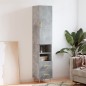vidaXL Aparador de madera contrachapada gris hormigón 34,5x34x180 cm vidaXL Aparador de madera contrachapada gris hormigón 34,5x34x180 cm
