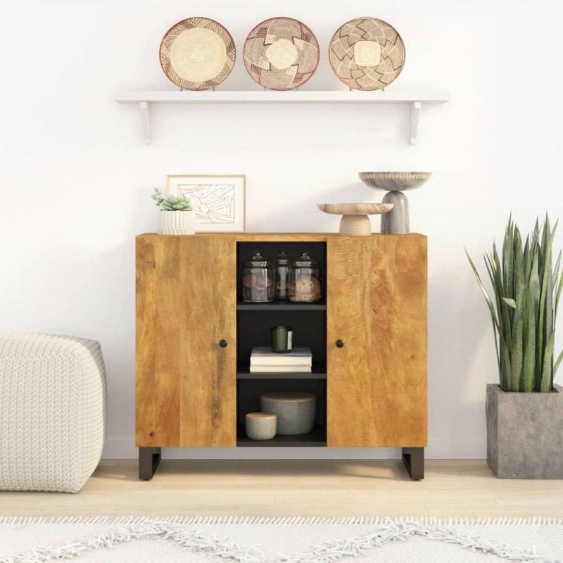 vidaXL Aparador con 2 puertas madera maciza de mango 90x33x75 cm vidaXL Aparador con 2 puertas madera maciza de mango 90x33x75 cm