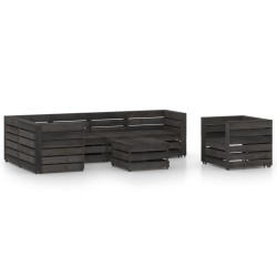 vidaXL Set de muebles de jardín 7 pzas madera de pino impregnada gris