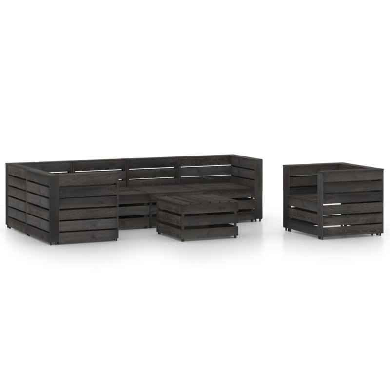 vidaXL Set de muebles de jardín 7 pzas madera de pino impregnada gris vidaXL Set de muebles de jardín 7 pzas madera de pino impregnada gris