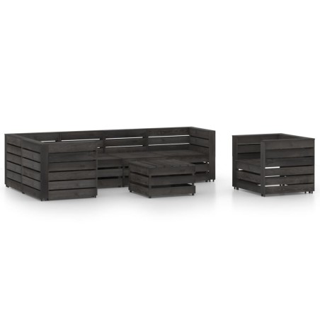 vidaXL Set de muebles de jardín 7 pzas madera de pino impregnada gris