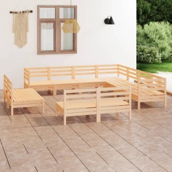 vidaXL Juego de muebles de jardín 11 piezas madera maciza de pino
