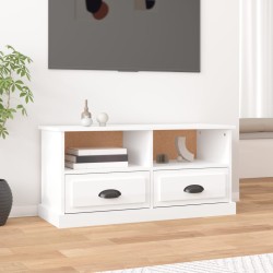 vidaXL Mueble de TV madera contrachapada blanco brillo 93x35,5x45 cm