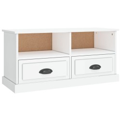 vidaXL Mueble de TV madera contrachapada blanco brillo 93x35,5x45 cm