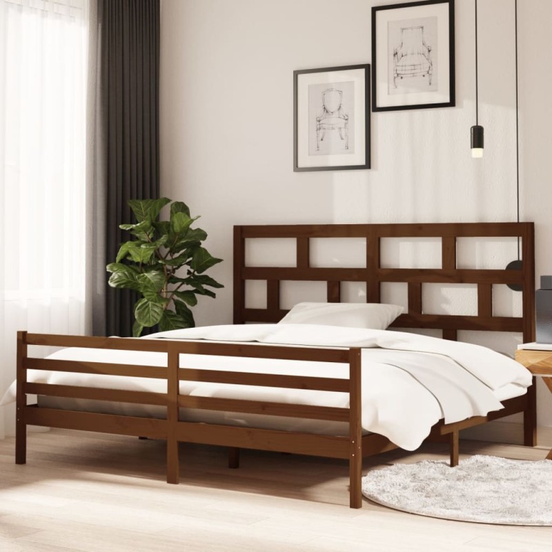 vidaXL Estructura de cama madera maciza de pino marrón miel 200x200 cm