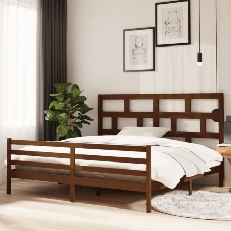 vidaXL Estructura de cama madera maciza de pino marrón miel 200x200 cm