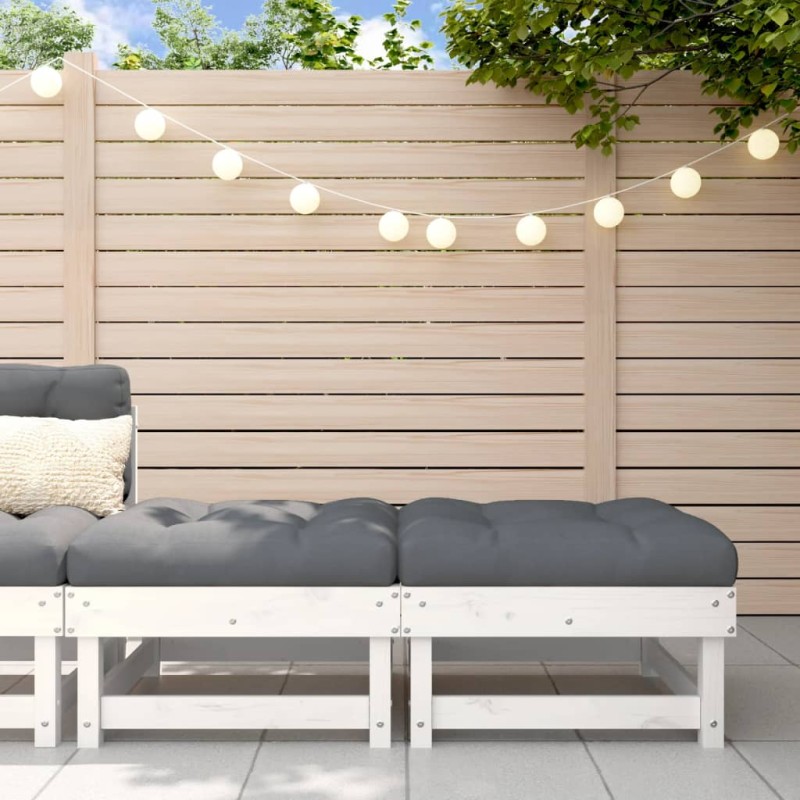 vidaXL Taburetes de jardín con cojines 2 uds madera maciza pino blanco vidaXL Taburetes de jardín con cojines 2 uds madera maciza pino blanco
