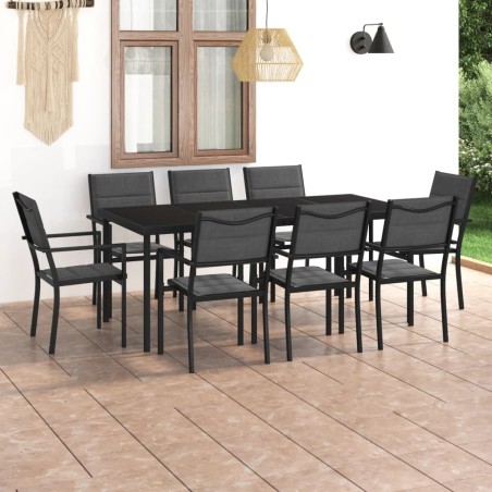vidaXL Juego de comedor para jardín 9 piezas acero