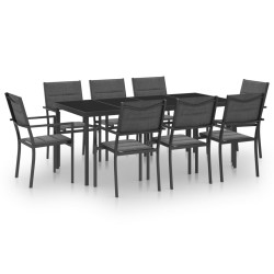 vidaXL Juego de comedor para jardín 9 piezas acero