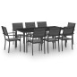 vidaXL Juego de comedor para jardín 9 piezas acero vidaXL Juego de comedor para jardín 9 piezas acero
