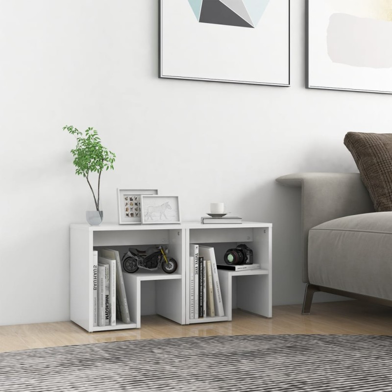 vidaXL Mesitas de noche 2 uds madera contrachapada blanco 40x30x40 cm vidaXL Mesitas de noche 2 uds madera contrachapada blanco 40x30x40 cm