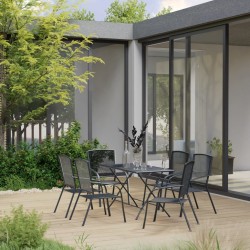 vidaXL Juego de muebles de comedor de jardín 7 piezas acero antracita