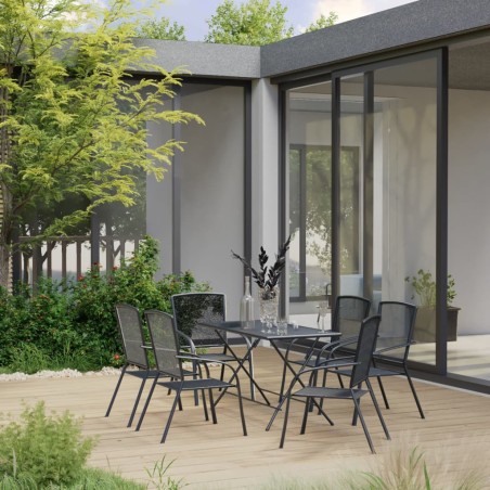 vidaXL Juego de muebles de comedor de jardín 7 piezas acero antracita