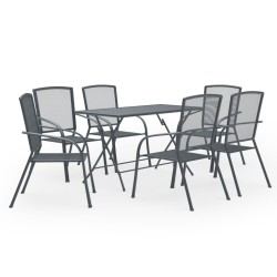 vidaXL Juego de muebles de comedor de jardín 7 piezas acero antracita