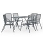 vidaXL Juego de muebles de comedor de jardín 7 piezas acero antracita vidaXL Juego de muebles de comedor de jardín 7 piezas acero antracita