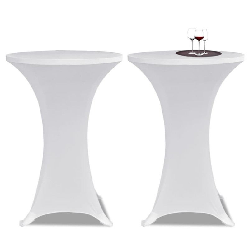 2 Manteles blancos ajustados para mesa de pie - 80 cm diámetro 2 Manteles blancos ajustados para mesa de pie - 80 cm diámetro