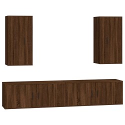 vidaXL Set de muebles para TV 4 pzas madera contrachapada marrón roble
