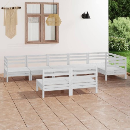 vidaXL Juego de muebles de jardín 8 piezas madera maciza pino blanco