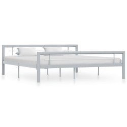 vidaXL Estructura de cama de metal gris y blanco 180x200 cm