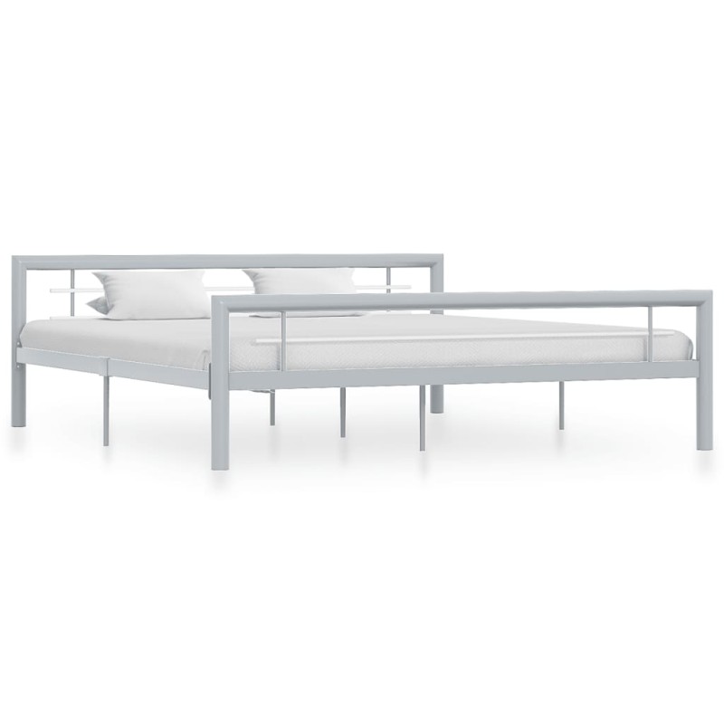 vidaXL Estructura de cama de metal gris y blanco 180x200 cm vidaXL Estructura de cama de metal gris y blanco 180x200 cm