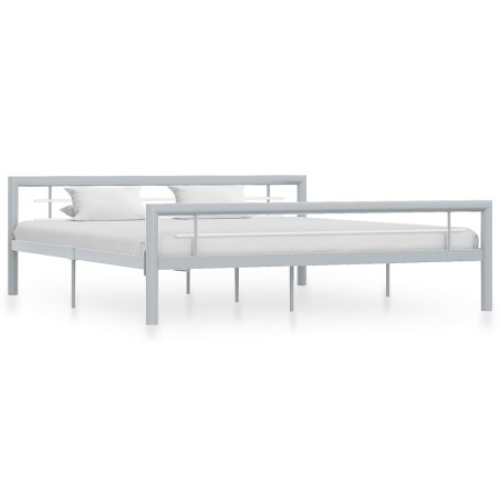 vidaXL Estructura de cama de metal gris y blanco 180x200 cm