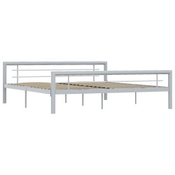vidaXL Estructura de cama de metal gris y blanco 180x200 cm